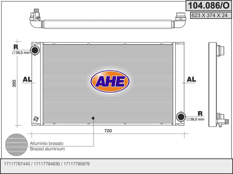 104086O AHE Радиатор, охлаждение двигателя