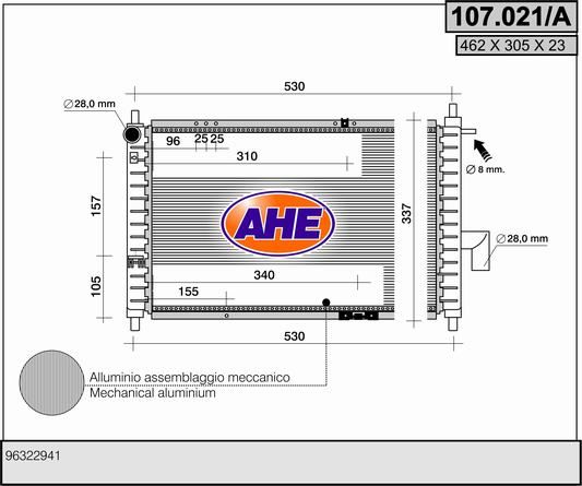 107021A AHE Радиатор, охлаждение двигателя