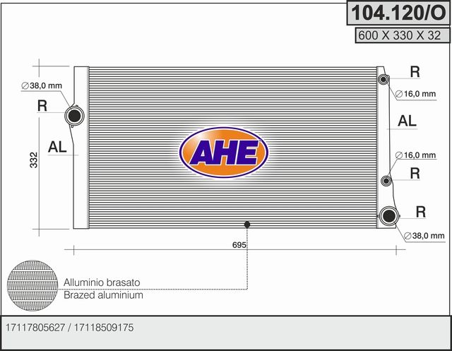 104120O AHE Радиатор, охлаждение двигателя