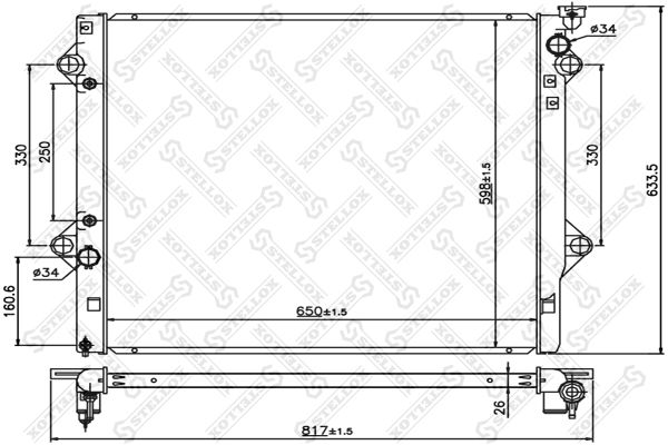 1025364SX STELLOX Радиатор, охлаждение двигателя