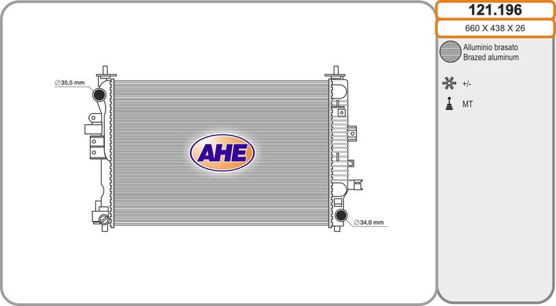 121196 AHE Радиатор, охлаждение двигателя