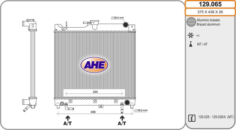 129065 AHE Радиатор, охлаждение двигателя