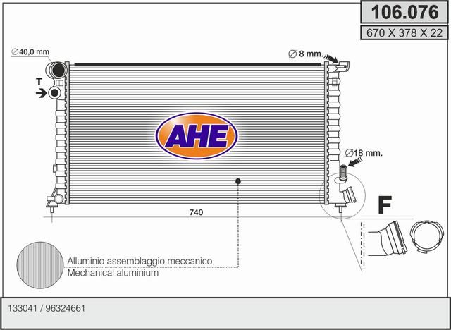 106076 AHE Радиатор, охлаждение двигателя