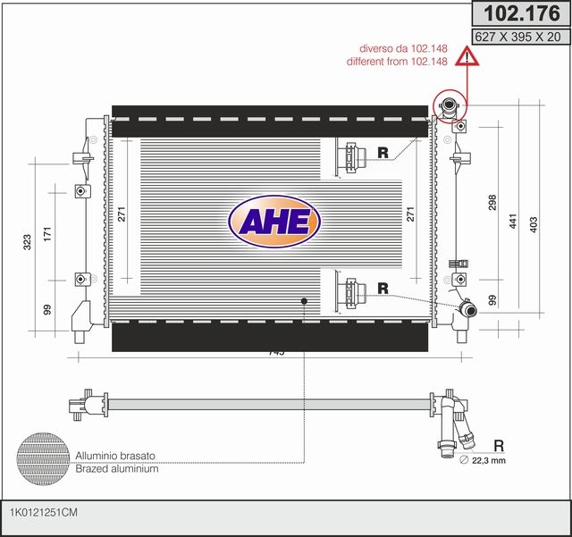 102176 AHE Радиатор, охлаждение двигателя