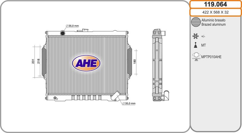 119064 AHE Радиатор, охлаждение двигателя