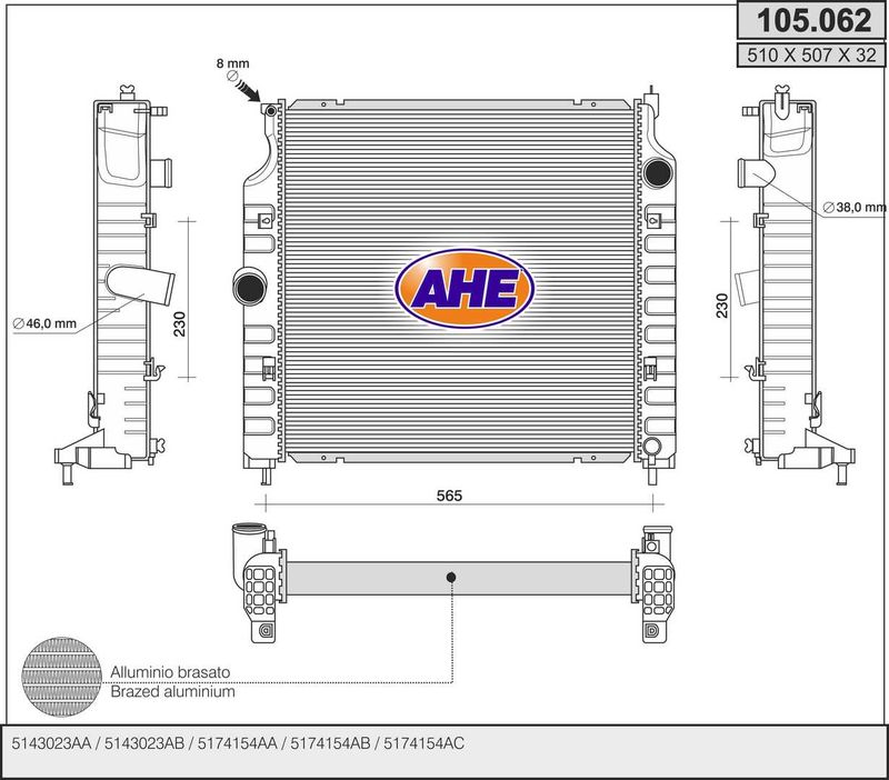 105062 AHE Радиатор, охлаждение двигателя