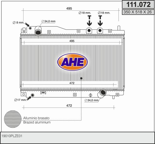 111072 AHE Радиатор, охлаждение двигателя