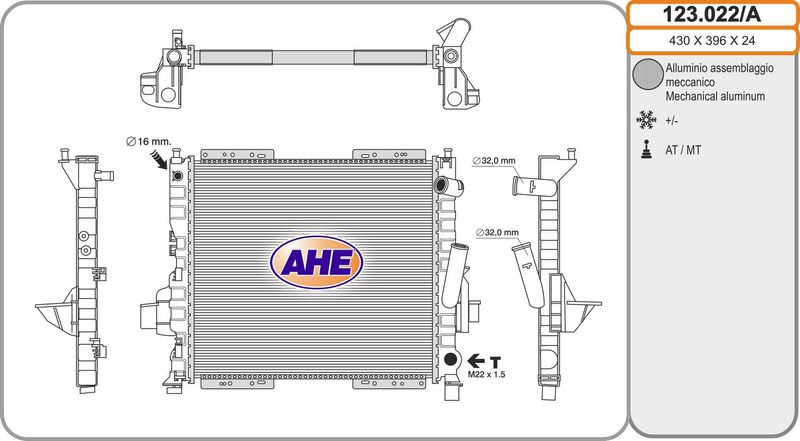 123022A AHE Радиатор, охлаждение двигателя