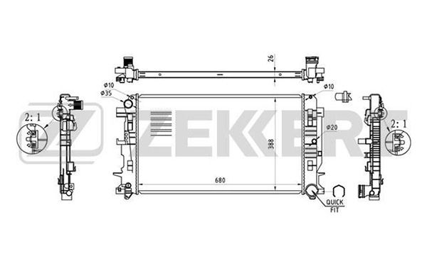 MK1355 ZEKKERT Радиатор, охлаждение двигателя