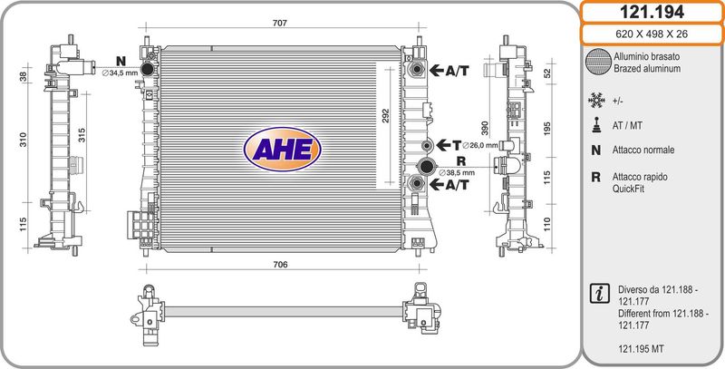 121194 AHE Радиатор, охлаждение двигателя