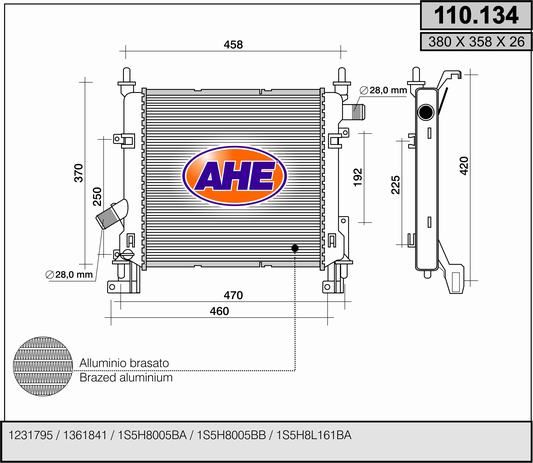 110134 AHE Радиатор, охлаждение двигателя