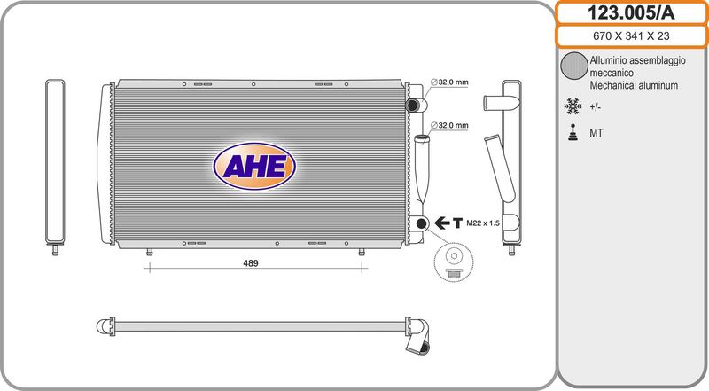 123005A AHE Радиатор, охлаждение двигателя