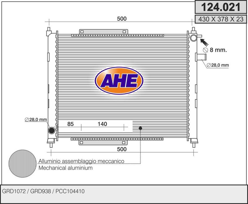 124021 AHE Радиатор, охлаждение двигателя