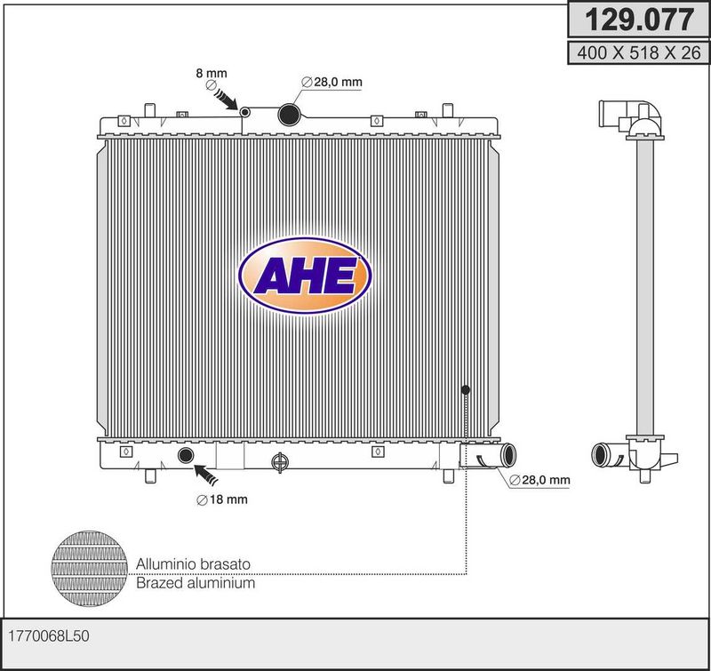 129077 AHE Радиатор, охлаждение двигателя