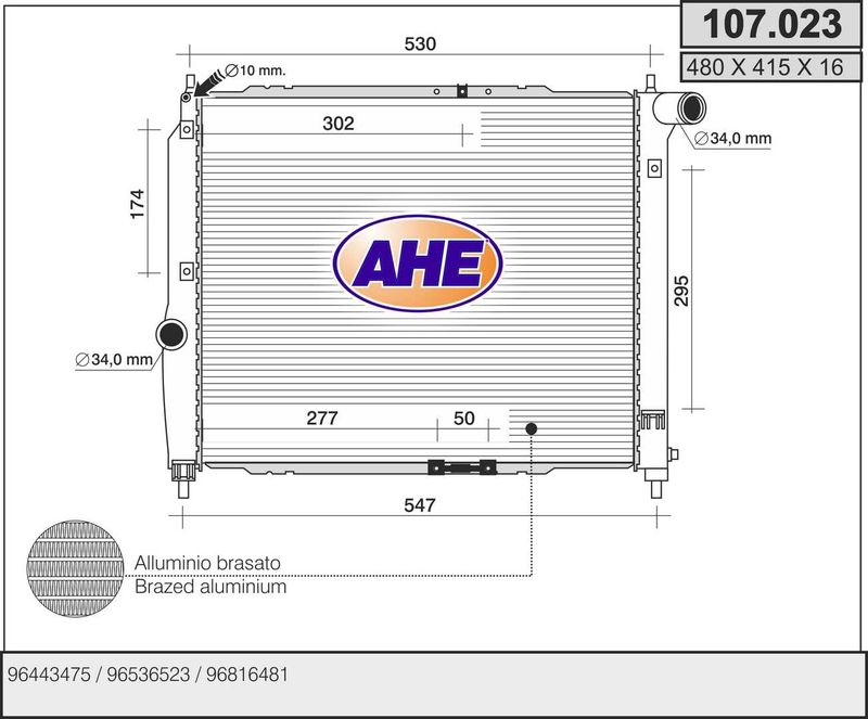 107023 AHE Радиатор, охлаждение двигателя