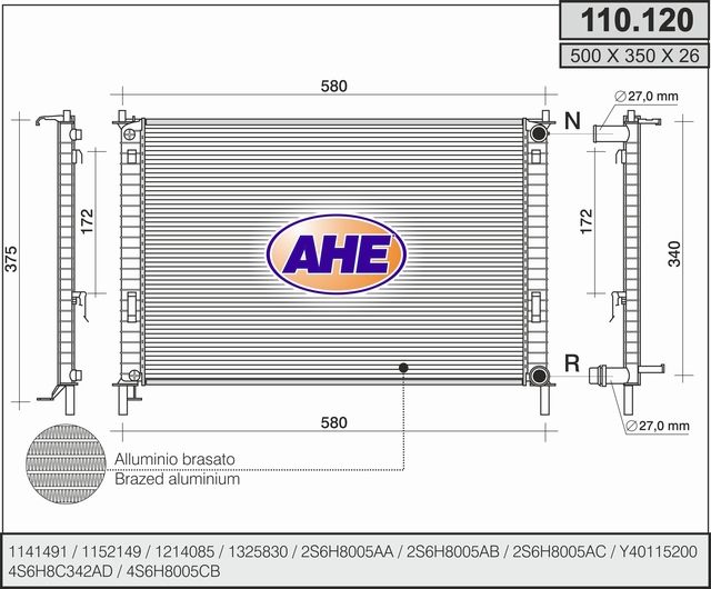 110120 AHE Радиатор, охлаждение двигателя