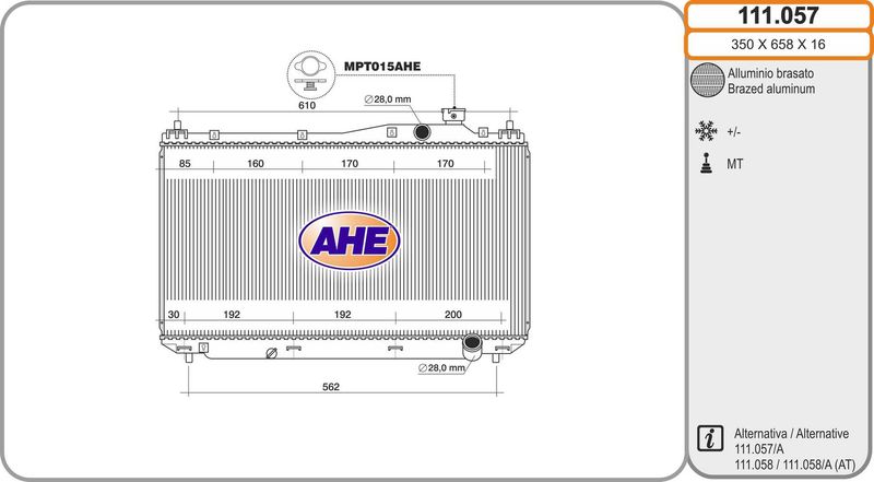 111057 AHE Радиатор, охлаждение двигателя