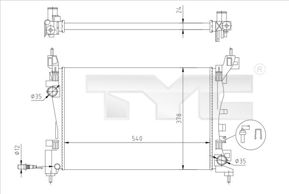 7250044R TYC Радиатор, охлаждение двигателя