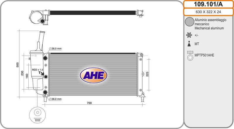 109101A AHE Радиатор, охлаждение двигателя