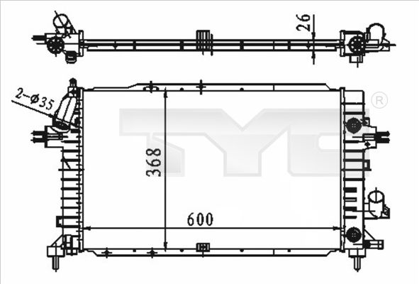 7250046 TYC Радиатор, охлаждение двигателя