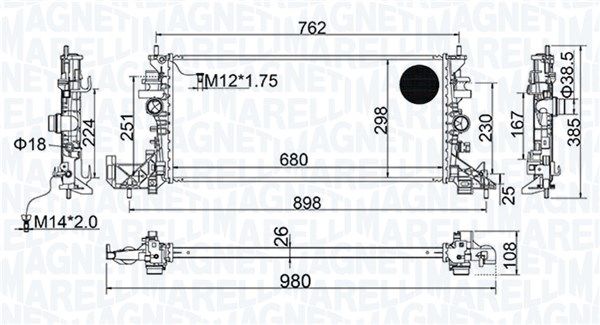 350213206700 MAGNETI MARELLI Радиатор, охлаждение двигателя