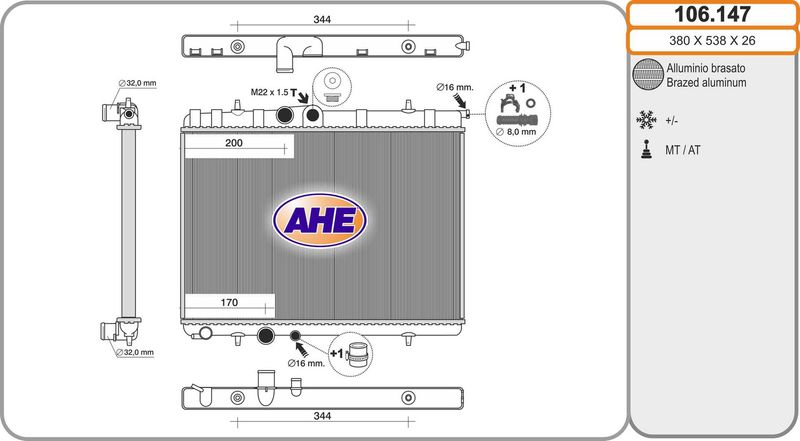 106147 AHE Радиатор, охлаждение двигателя