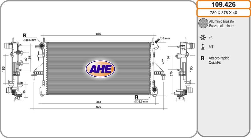 109426 AHE Радиатор, охлаждение двигателя