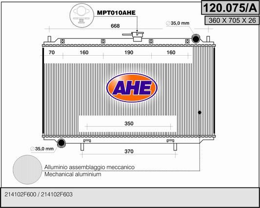 120075A AHE Радиатор, охлаждение двигателя