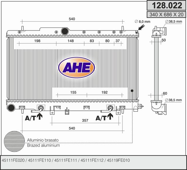 128022 AHE Радиатор, охлаждение двигателя