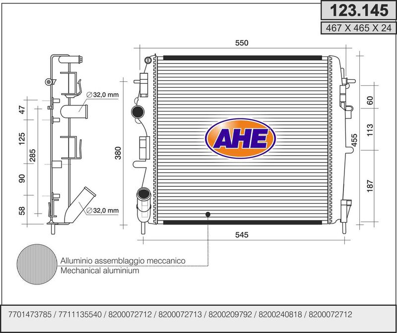 123145 AHE Радиатор, охлаждение двигателя