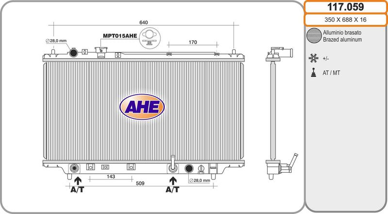 117059 AHE Радиатор, охлаждение двигателя
