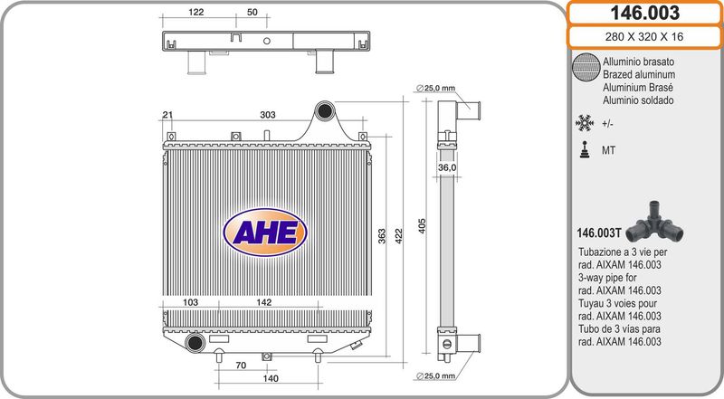 146003 AHE Радиатор, охлаждение двигателя