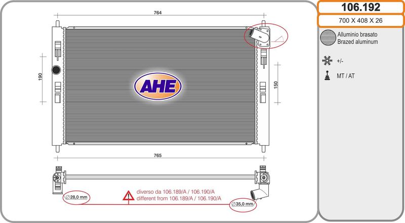 106192 AHE Радиатор, охлаждение двигателя