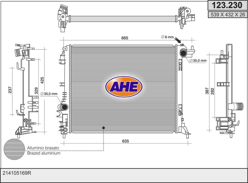 123230 AHE Радиатор, охлаждение двигателя