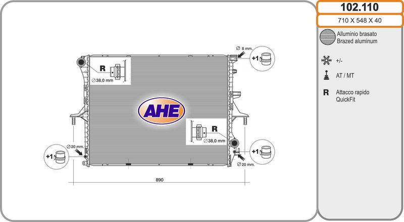 102110 AHE Радиатор, охлаждение двигателя