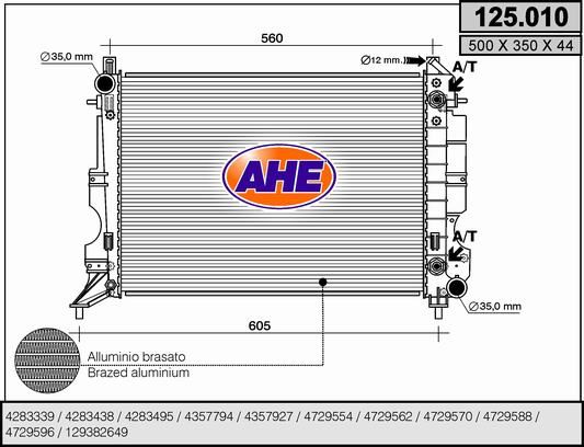 125010 AHE Радиатор, охлаждение двигателя