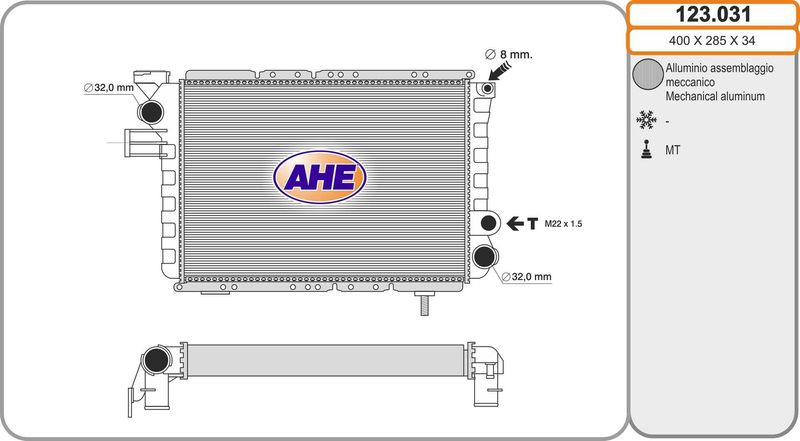 123031 AHE Радиатор, охлаждение двигателя