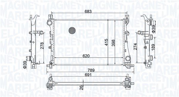 350213203400 MAGNETI MARELLI Радиатор, охлаждение двигателя