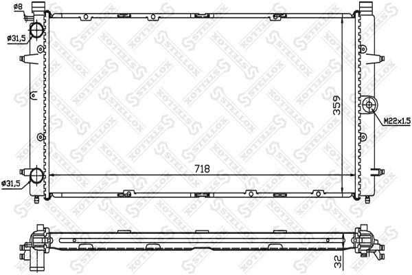 1025008SX STELLOX Радиатор, охлаждение двигателя