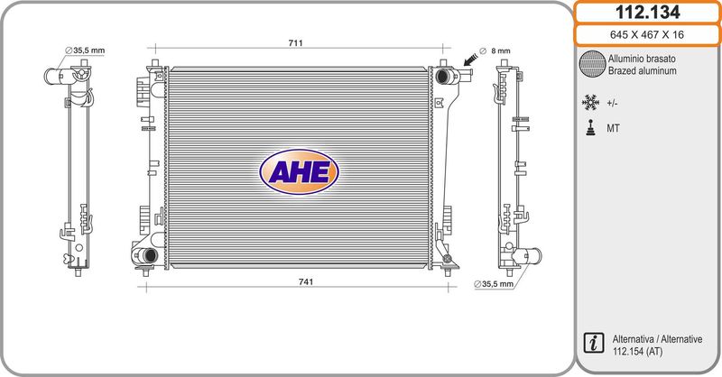 112134 AHE Радиатор, охлаждение двигателя