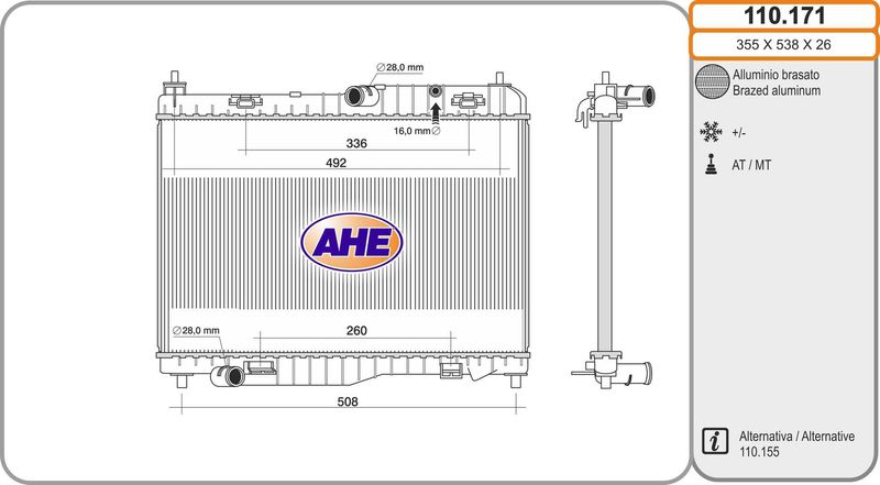 110171 AHE Радиатор, охлаждение двигателя