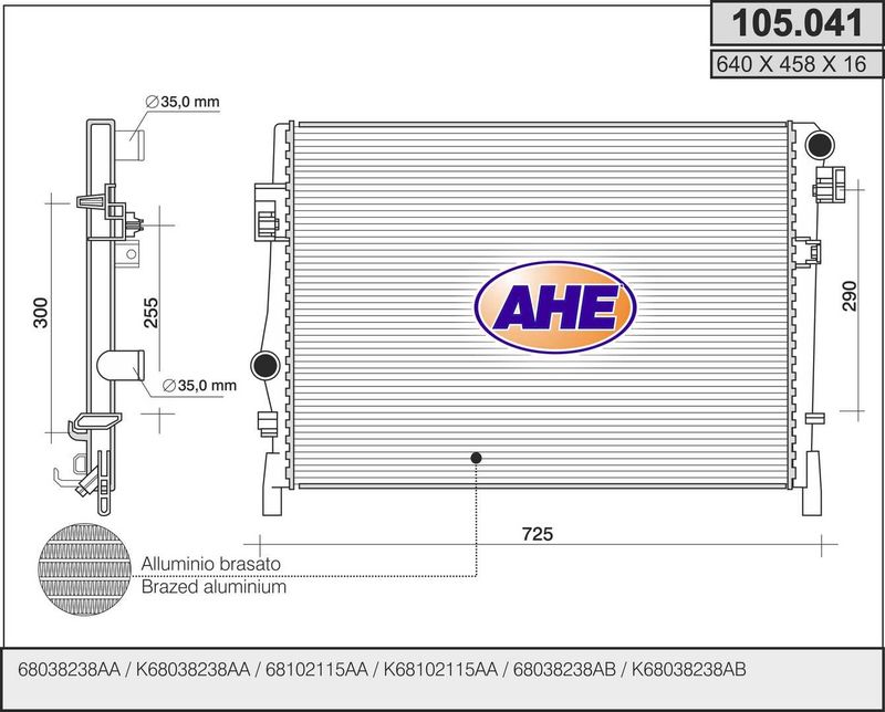 105041 AHE Радиатор, охлаждение двигателя