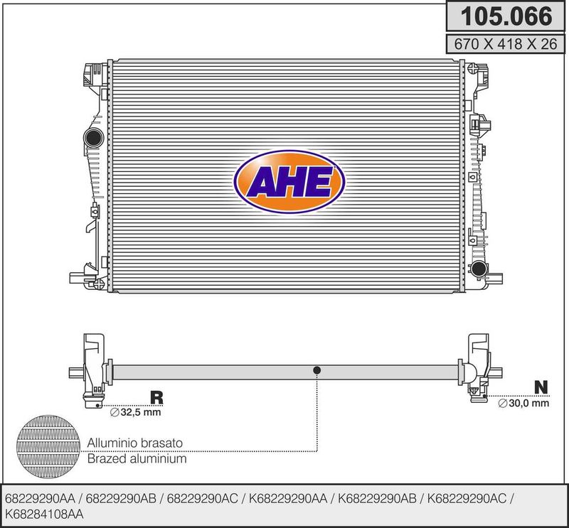 105066 AHE Радиатор, охлаждение двигателя