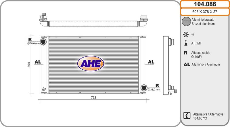 104086 AHE Радиатор, охлаждение двигателя