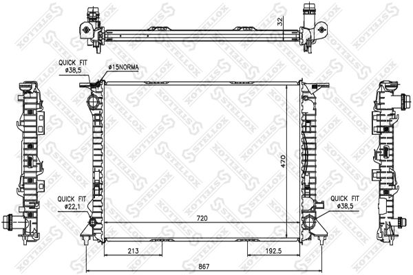 1025520SX STELLOX Радиатор, охлаждение двигателя