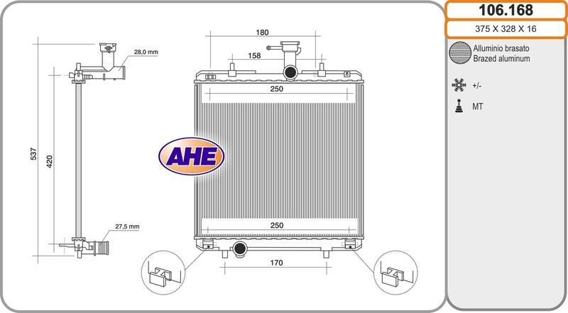 106168 AHE Радиатор, охлаждение двигателя