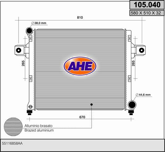 105040 AHE Радиатор, охлаждение двигателя