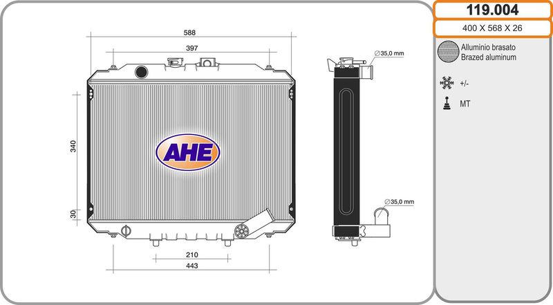 119004 AHE Радиатор, охлаждение двигателя