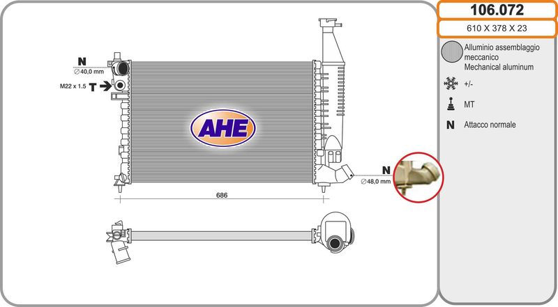 106072 AHE Радиатор, охлаждение двигателя