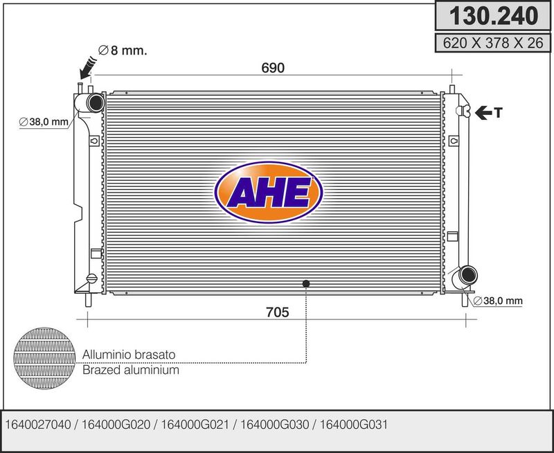 130240 AHE Радиатор, охлаждение двигателя